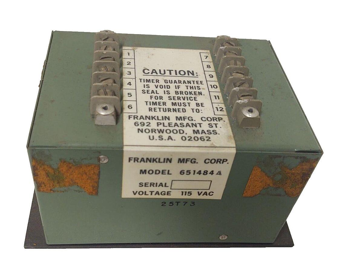 Used 🔥 Franklin MFG Corp Timer Module Model 651484 115V