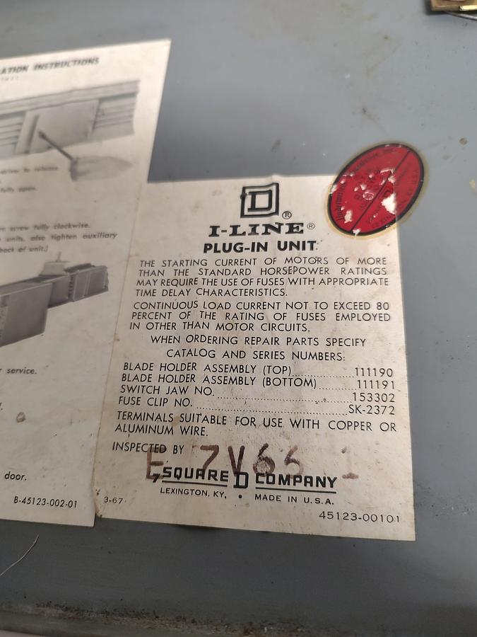 Used Square D PQ4206G 3 Phase 4 Wire 60 A 240 V I-Line Bus Plug