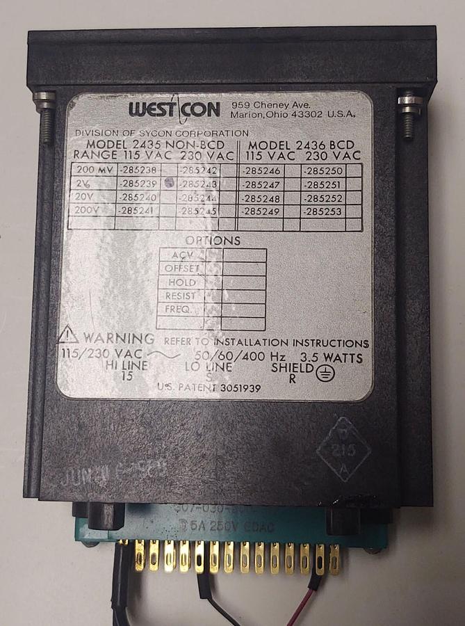 Used Weston 2435 NON-BCD Counter 0-1000 4-20madc