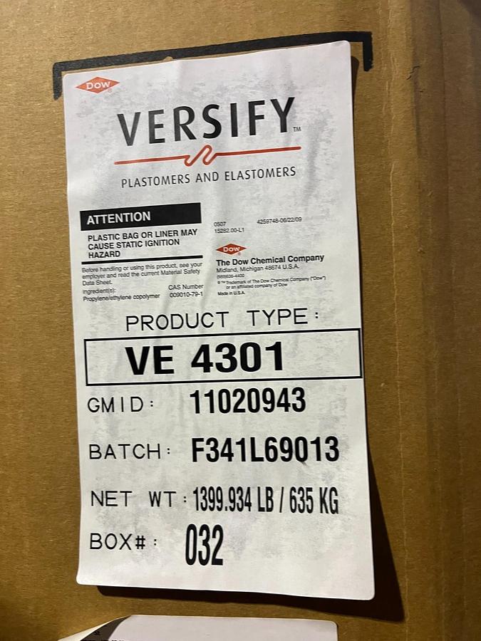 Versify VE 4301 Elastomer PP Modifier 3,120 Lbs.