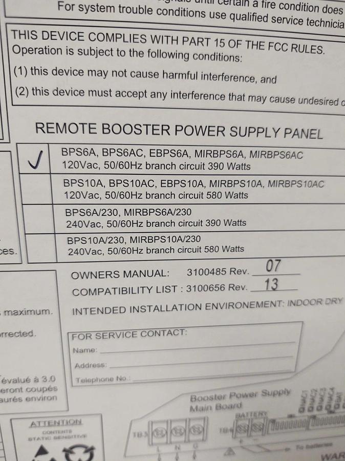 🔥EST Edwards BPS6A Fire Alarm Remote Booster ENCLOSURE ONLY