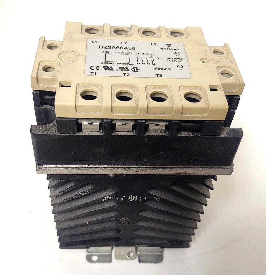 Used 🔥Genuine Carlo Gavazzi RZ3A60A55 Solid State Relay 600VAC / 55A Heat Sink
