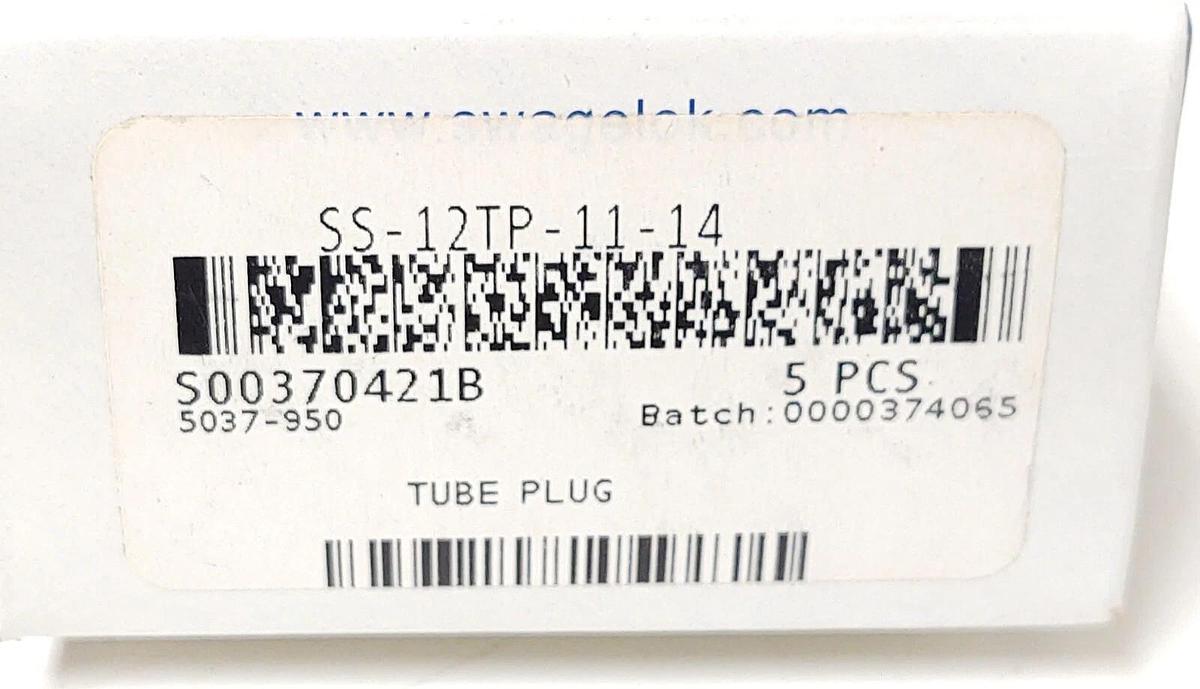 Swagelok Tube Plug SS-12TP-11-14 NEW (Box of 5)