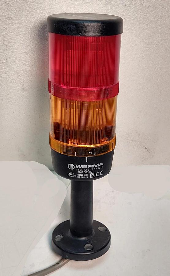 Used Werma Signal Technik 840-080-00 2-Tier Stack Light Signal Tower Amber Red