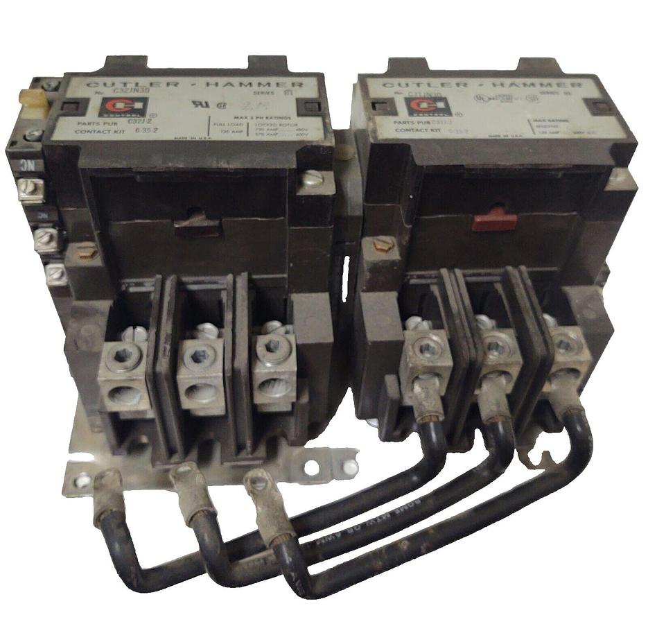 Used 🔥TESTED Cutler Hammer C32JN30 600V 120V Coil 120 Amp Reversing Contactor Size 3