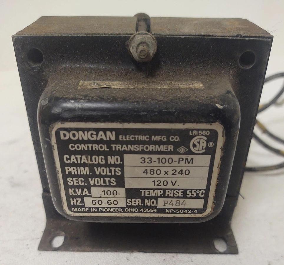 Used 🔥 Dongan 33-100-PM 33 Control Transformer, 240/480 VAC Primary, 120 VAC Sec