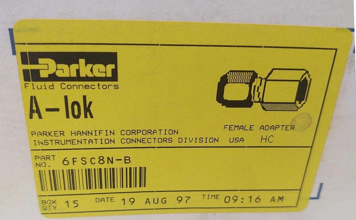 🔥15 NIB Parker 6FSC8N-B, A-LOK, 1/2" FNPT, Brass, 3/8'' Compression Tube