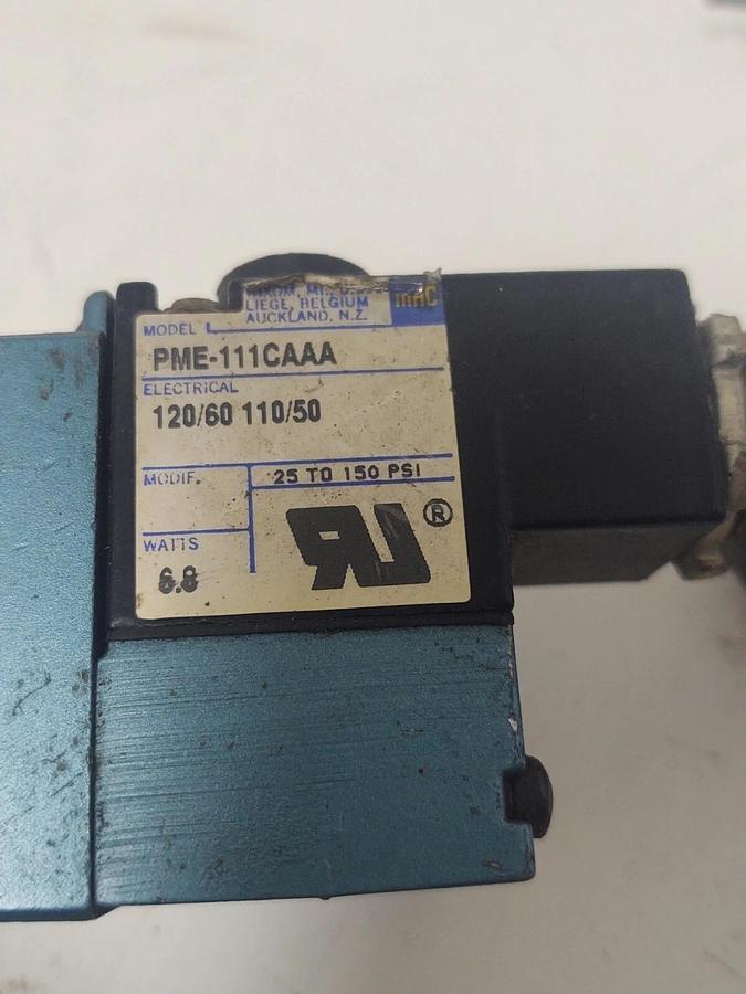 Used 🔥 MAC VALVES 825-PM-111CA-552 / PME-111CAAA SOLENOID VALVE 100-120VAC