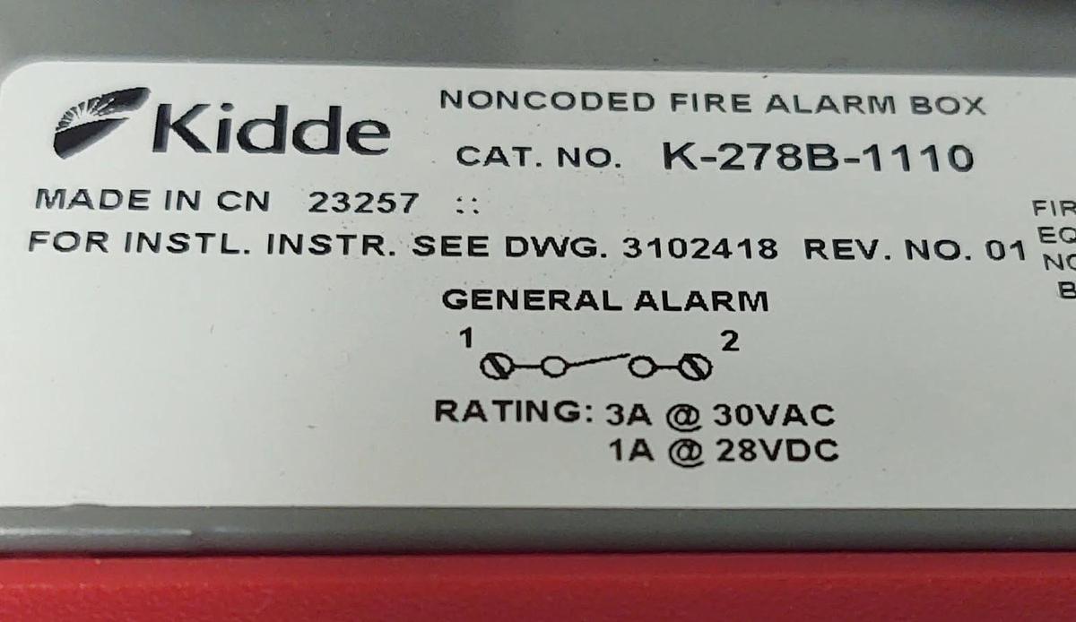 🔥(NEW) KIDDE K-278B-1110 Fire Alarm Pull Station