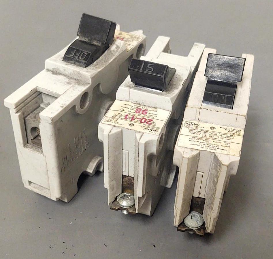 Used 🔥(QTY 3) FPE Federal Pacific Electric NB Circuit Breakers, 15A 1P