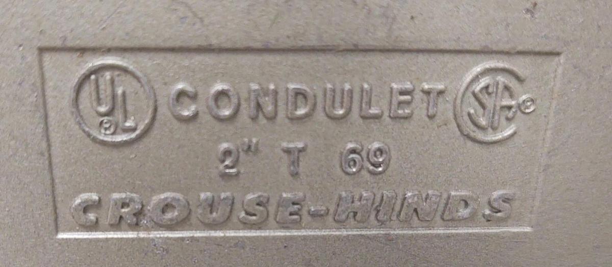 🔥 CROUSE HINDS T69 2" ALUMINIUM CONDULET OUTLET with COVER no Gasket