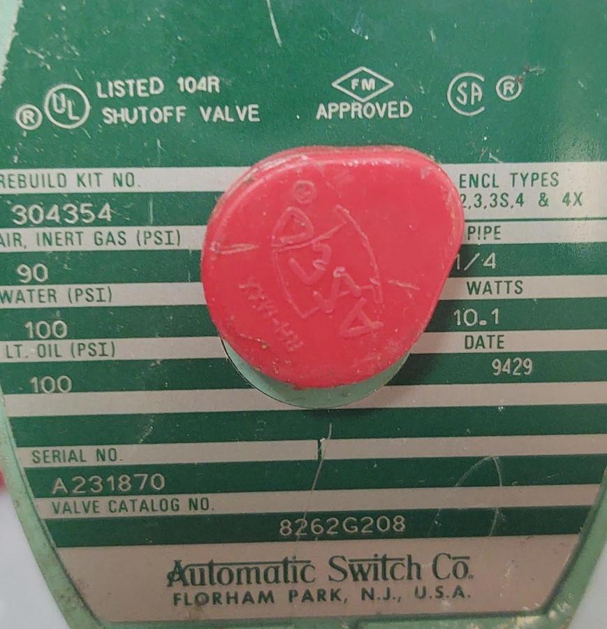 🔥ASCO Solenoid Valve 8262G208, 120V Coil
