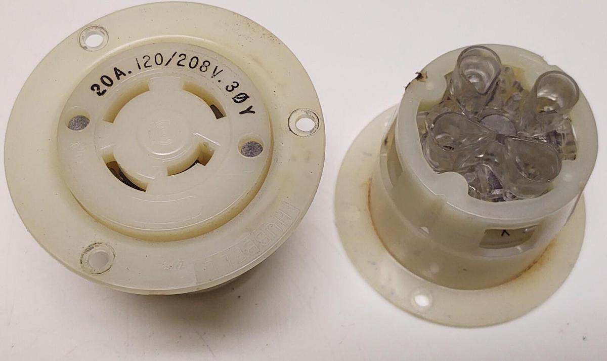 Used (Lot 2) Hubbell HBL2446 Twist-Lock Flanged Receptacle 20A 120/208V L18-20R  4W