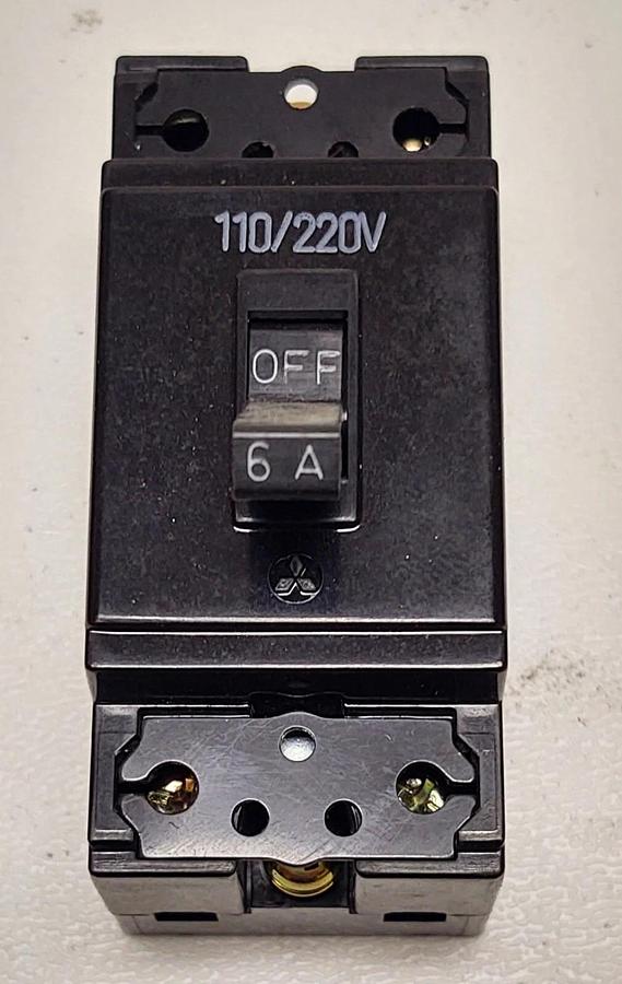 Used MITSUBISHI 6 Amp Circuit Breaker Single Pole 110/220V Free Shipping
