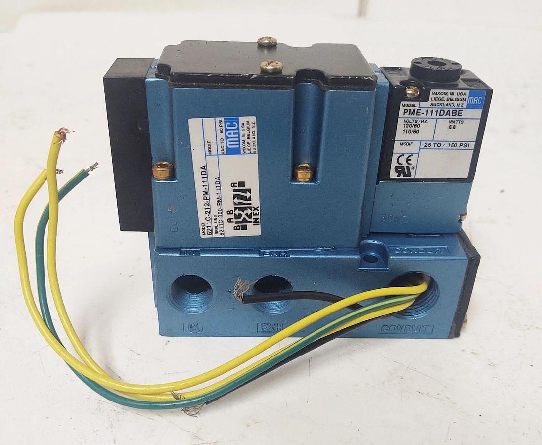 🔥 NEW MAC VALVES NEW MAC 120V 4-WAY 3/8" BASE SOLENOID VALVE 6211C-212-PM-111DA