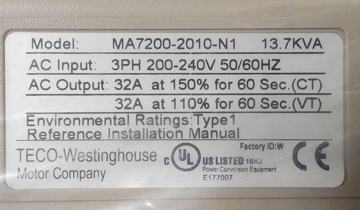 🔥NEW 10Hp VFD TECO-WESTINGHOUSE MA7200-2010-N1 240VAC