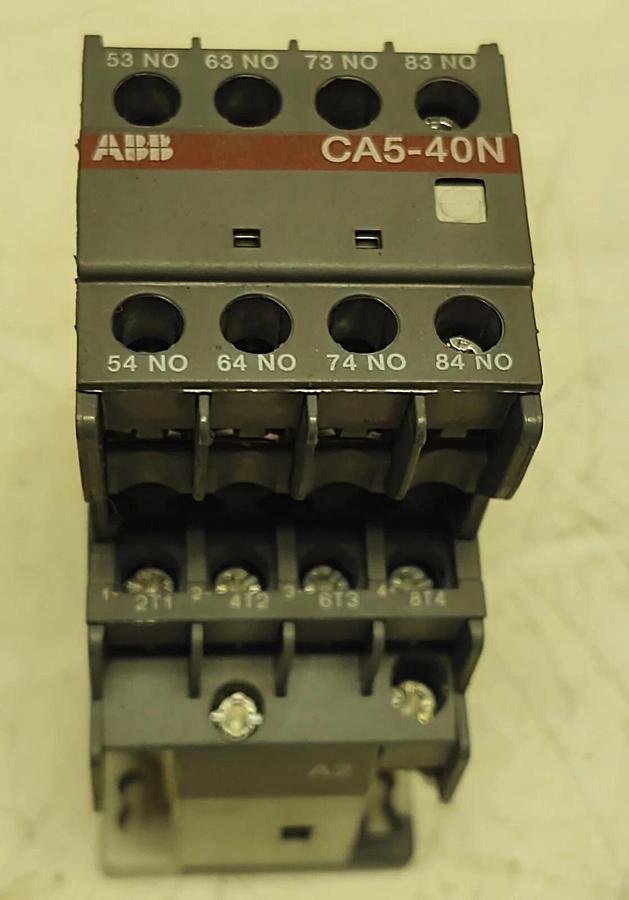 Used ABB CA5-40N 40 Amp Control Relay with 120VAC Coil DIN Rail Mounting 8 Pole