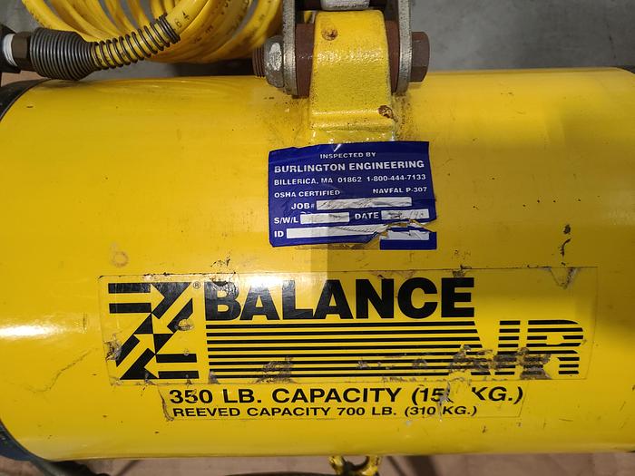 Used 350 Lb Air Balance Back Saver Heavy Lifting Hoist for Coil Stock