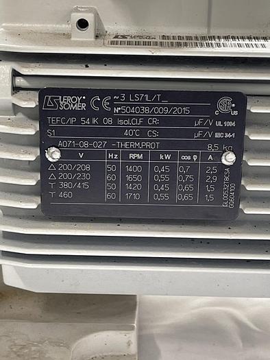 Used Edward RV12, Leroy Somer ~3 LS71L/T