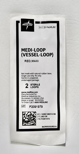 DYNJVL02: MEDLINE MEDI-LOOP, RED, STERILE MAXI VESSEL LOOP, DYNJVL02, 100/CS.