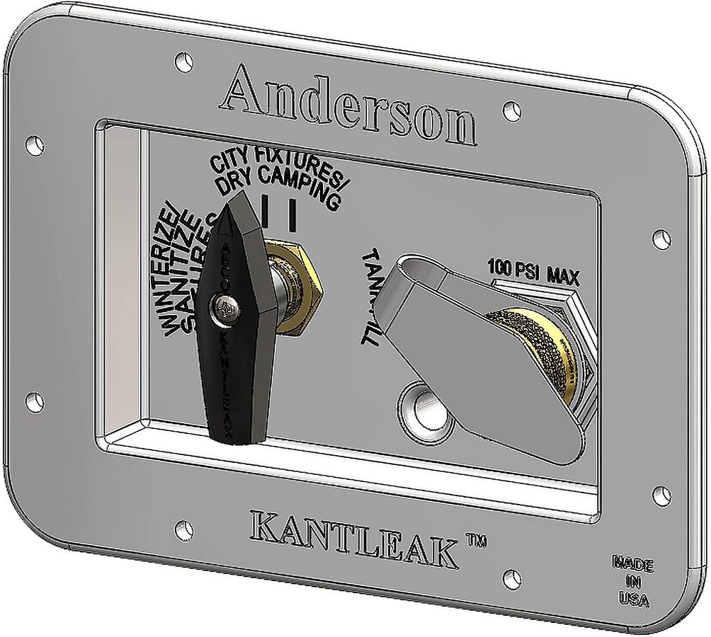 ABCO RV MANRV101-RF RV Water Service Panel with 4 Function, 3 Position Low Lead Brass Valve Supply for Tank Filling and Maintenance
