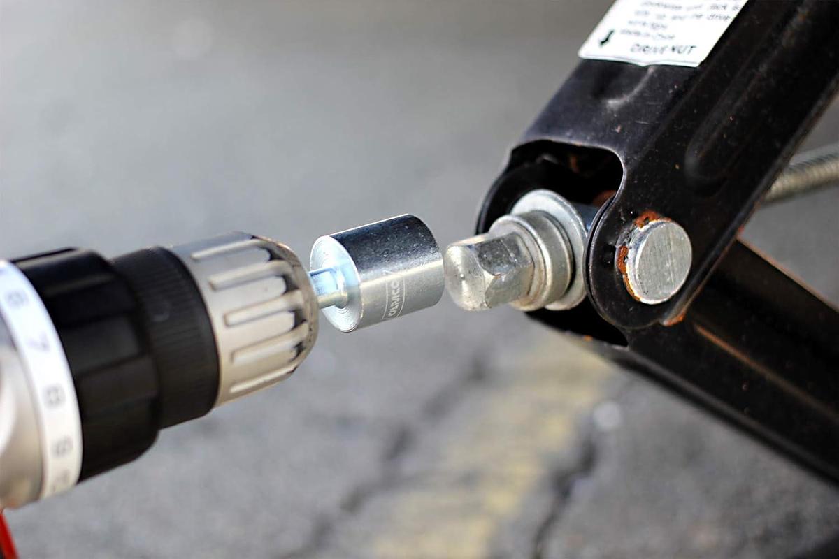 Camco RV Leveling Scissor Jack Socket Drill Adapter - Fits 3/8" and 1/2" Power Drills - Works With All 3/4" Hex Drive Jacks (57363)