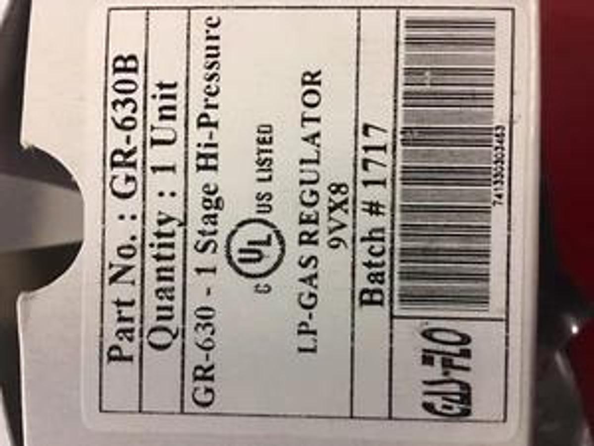 Fairview RV Camper LP / Propane Gas Regulator, GR-630B High Pressure 30#