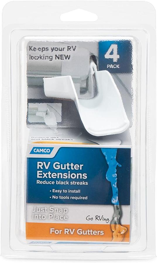 Camco 42123 Gutter Extensions - Pack of 4 , White
