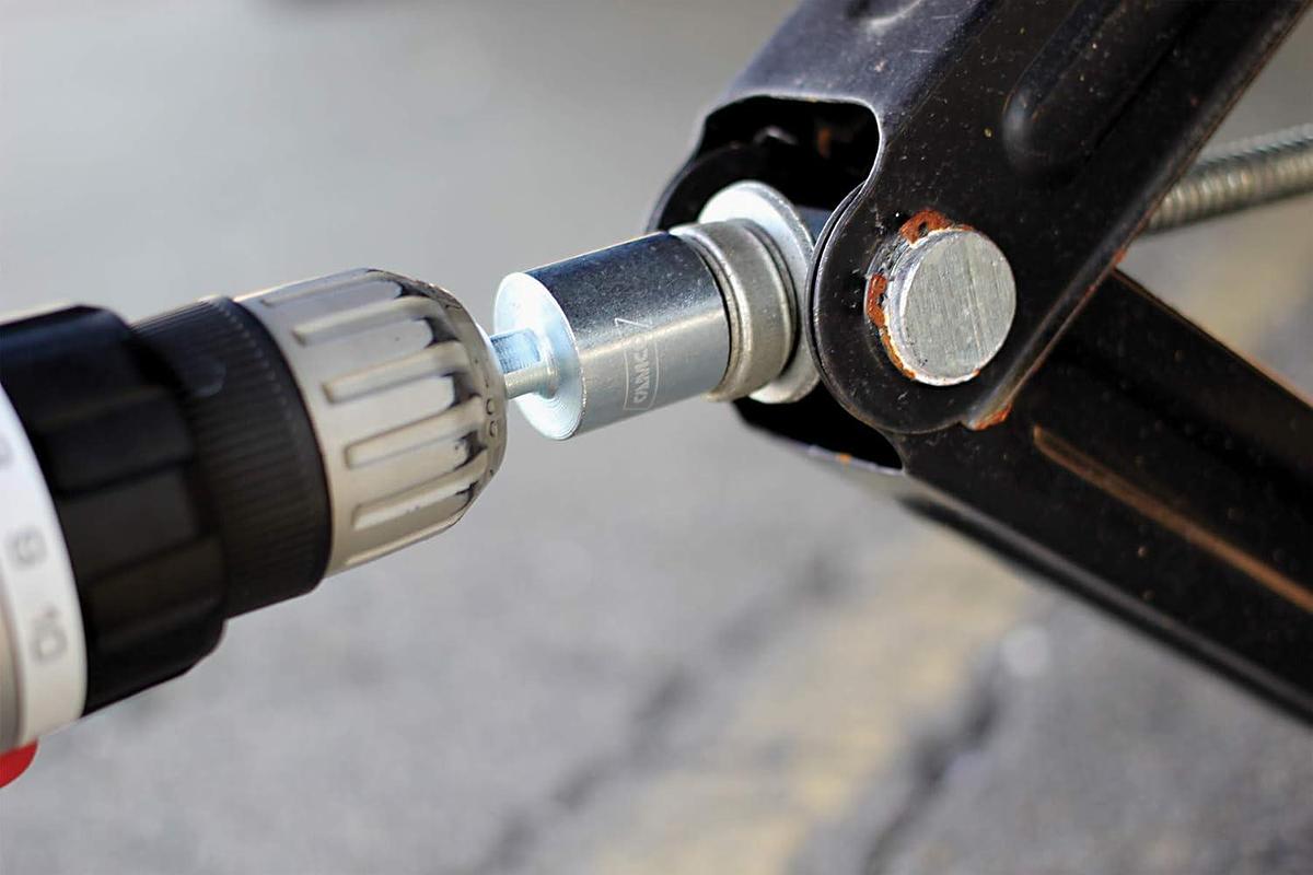 Camco RV Leveling Scissor Jack Socket Drill Adapter - Fits 3/8" and 1/2" Power Drills - Works With All 3/4" Hex Drive Jacks (57363)