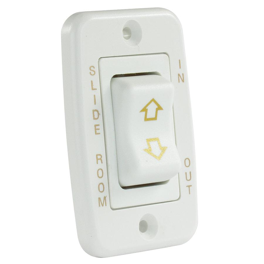 JR Products 12345 White Low Profile Slide-Out Switch with Bezel