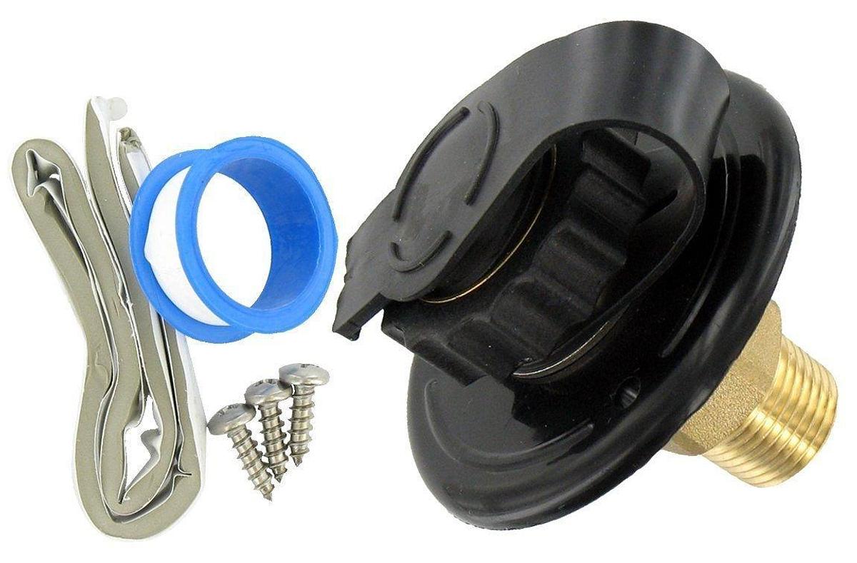 Valterra A01-0169LFVP Black 2-3/4" RV City Water Fill w/ Flange
