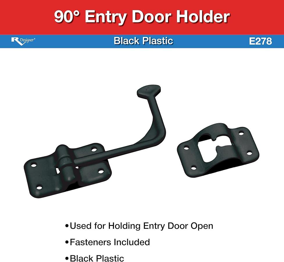 RV DESIGNER Collection E278 Entry Door Holder 90 Degree Blk, Black