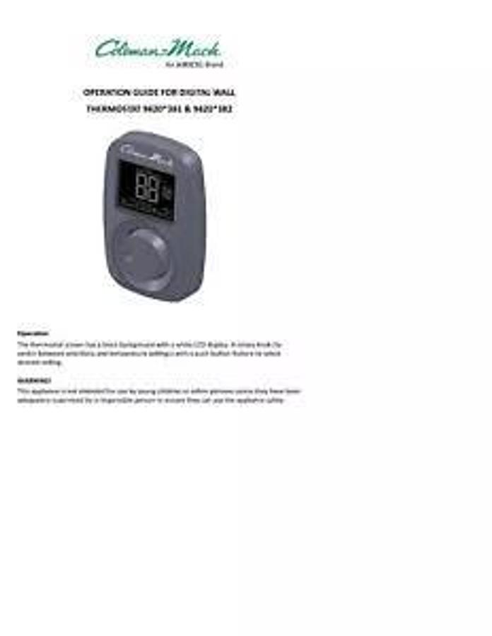 Coleman 9420-381 Heat/Cool Wall Thermostat - Digital, Black