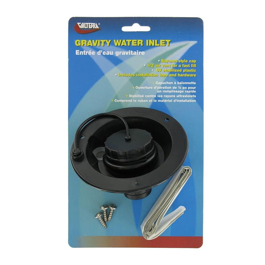 Valterra A01-2003BKVP Gravity Water Inlet - Black (Carded)