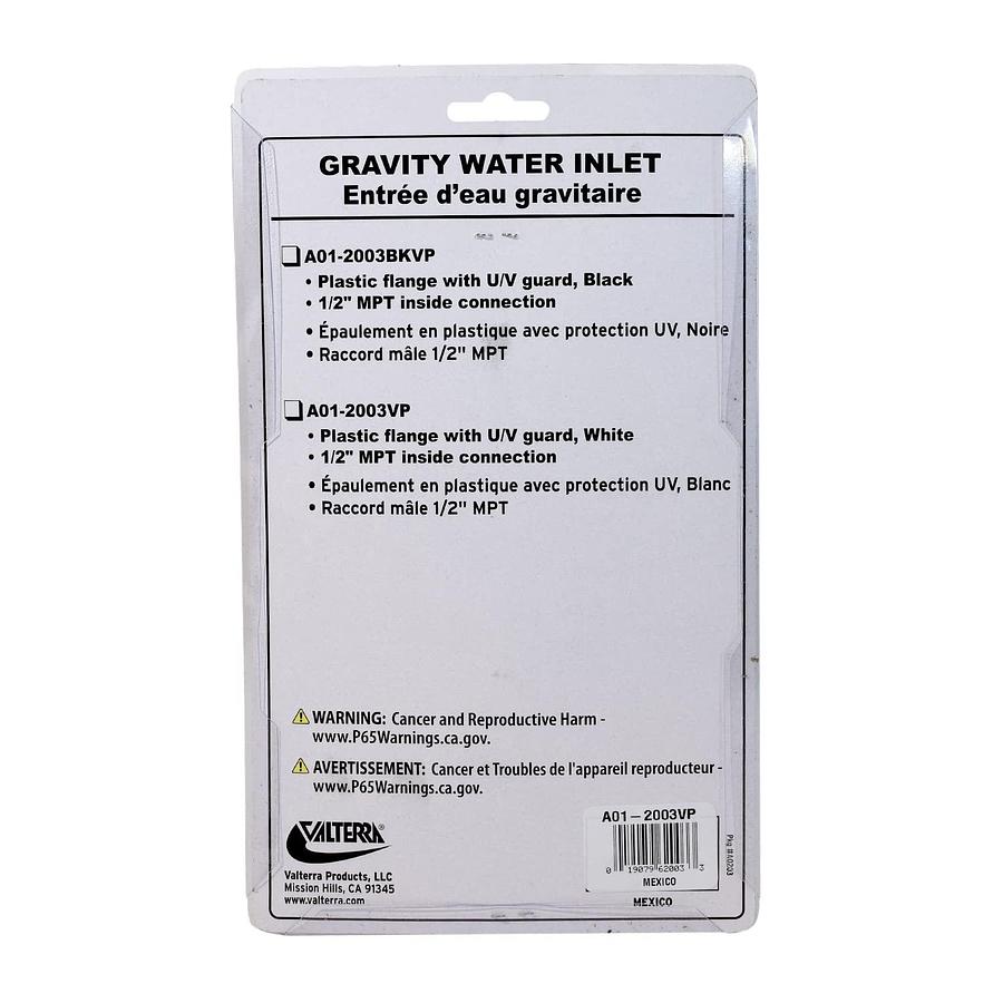 Valterra A01-2003VP Gravity Water Inlet - White (Carded)