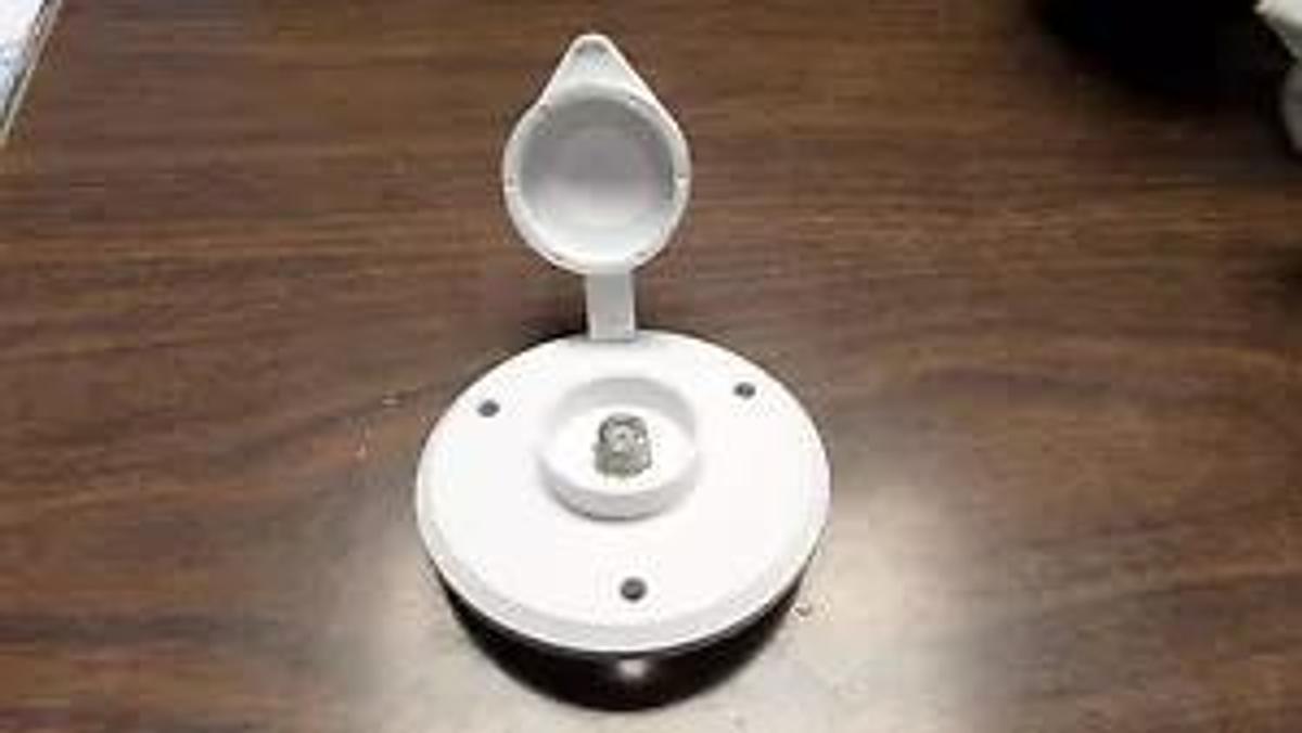 RV exterior White Cable TV receptacle round camper motorhome pop-up trailer