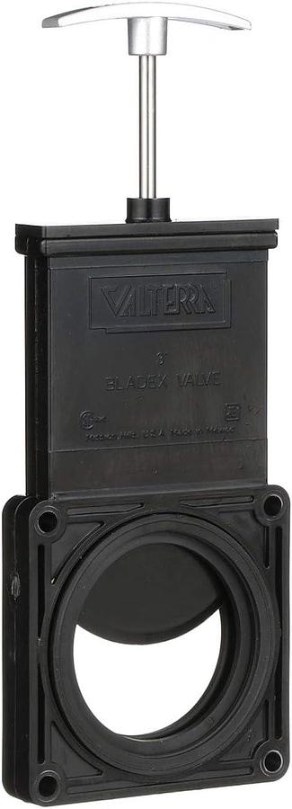 Valterra-T1003VPM Bladex 3-Inch Waste Valve Body with Metal Handle, Mess-Free Waste Valve for RV's, Campers, Trailers, Black