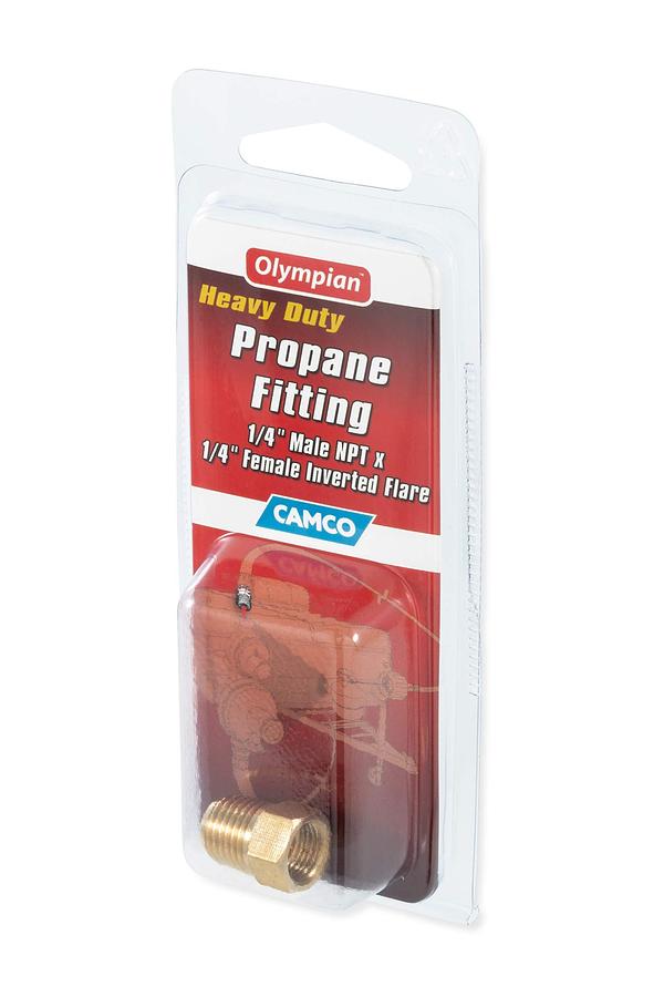 Camco 59953 Propane Fitting - 1/4" Male NPT x 1/4" Female Inverted Flare