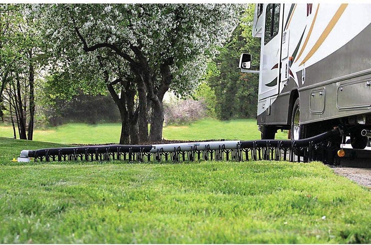 Camco Sidewinder 20-Ft Camper/RV Sewer Hose Support | Telescoping Design Flexes Around Obstacles & Deep Cradles Hold Sewer Hose | Out-of-The-Box Ready & Folds for RV Storage and Organization (43051)