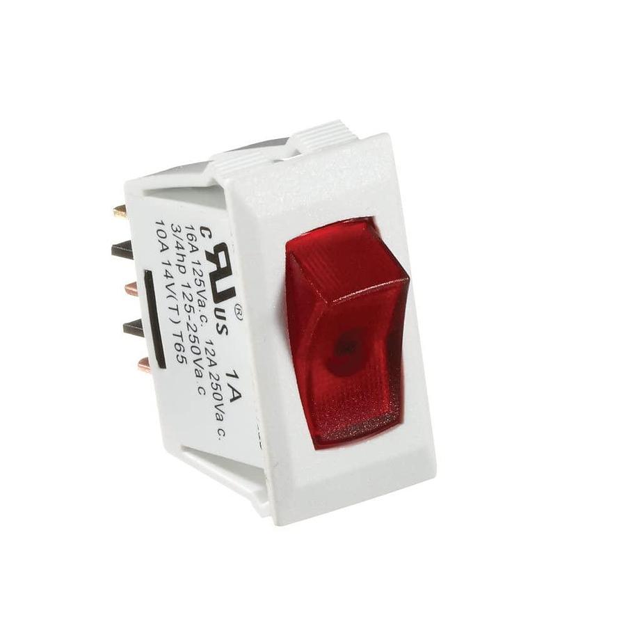 RV Designer Collection S241 White with Red 10 Amp Rocker Switch