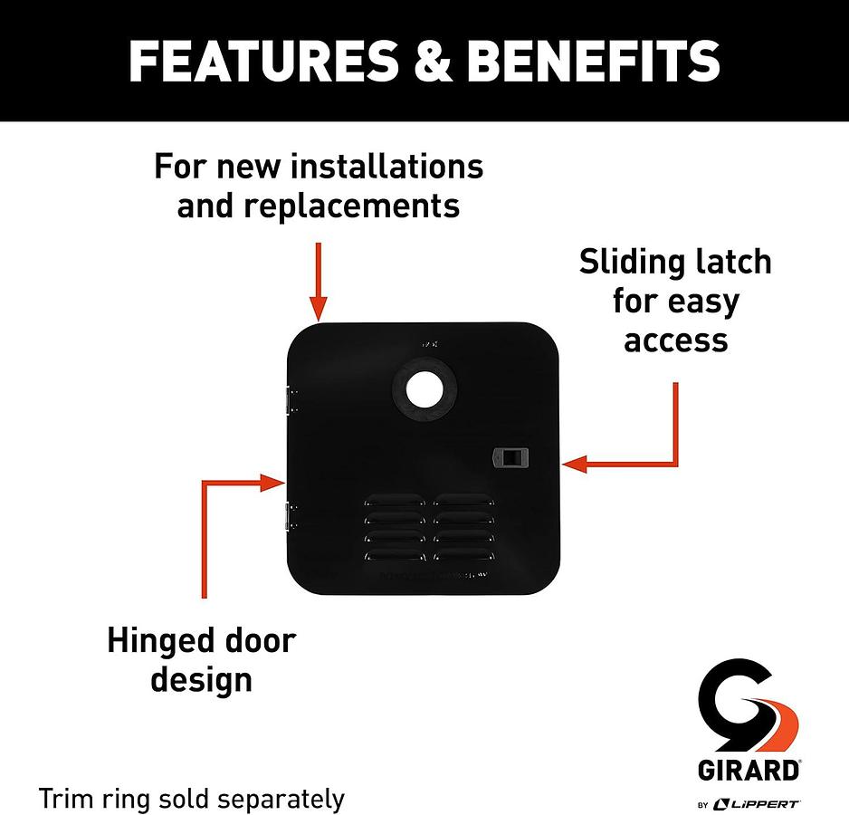 Girard Products Llc RV Water Heater Door Installation Kit - Black