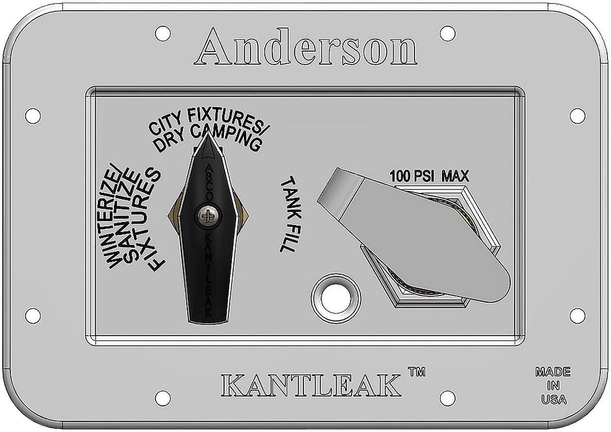 ABCO RV MANRV101-RF RV Water Service Panel with 4 Function, 3 Position Low Lead Brass Valve Supply for Tank Filling and Maintenance