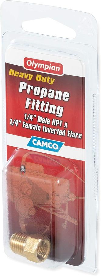 Camco 59953 Propane Fitting - 1/4" Male NPT x 1/4" Female Inverted Flare