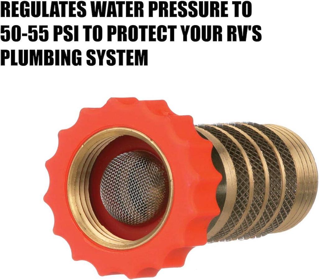 Valterra RV Hi-Flow Water Regulator, Lead-Free Brass Hi-Flow Water Regulator for Camper, Trailer, RV Plumbing System, 50-55 psi