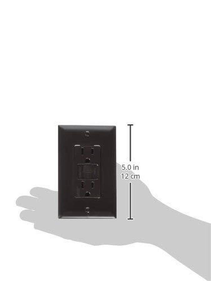 RV Designer S805, Dual GFCI Outlet with Cover Plate, Brown
