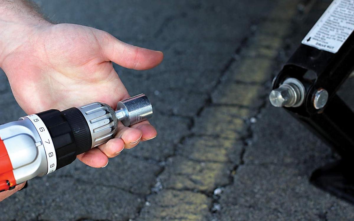 Camco RV Leveling Scissor Jack Socket Drill Adapter - Fits 3/8" and 1/2" Power Drills - Works With All 3/4" Hex Drive Jacks (57363)