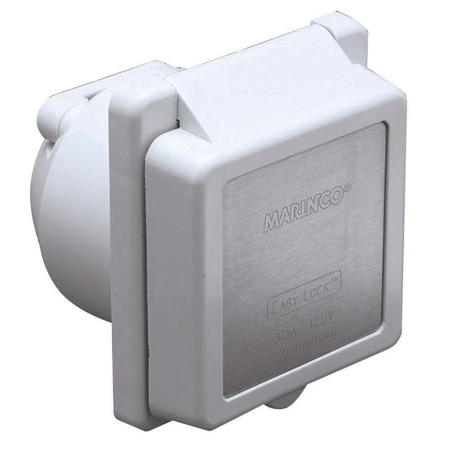 Marinco White 301EL-B 30A 125V Power Inlet-Easy Lock System/Stainless Steel Trim