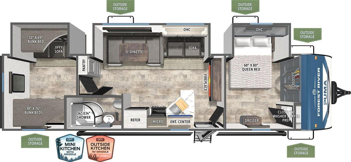 Used 2020 FOREST RIVER PALOMINO PUMA 32RBFQ