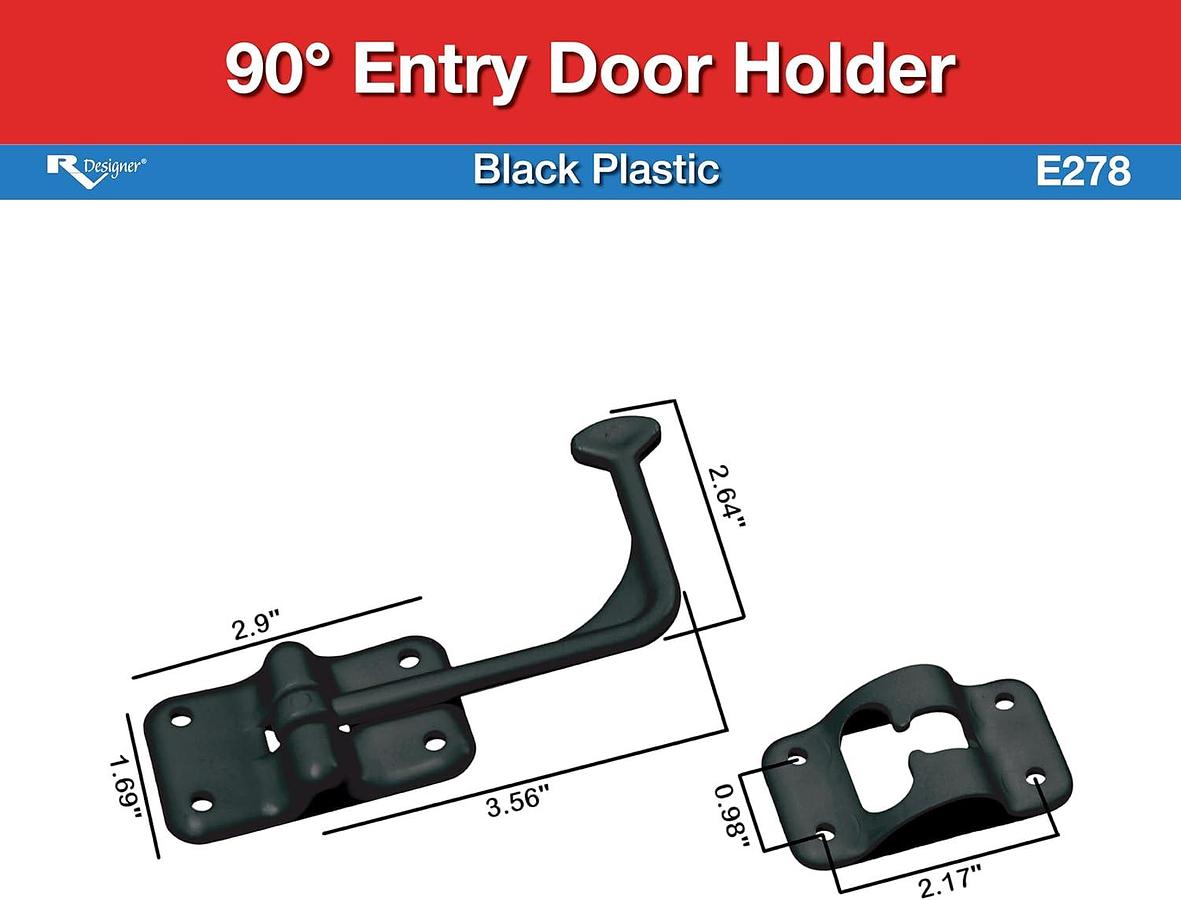 RV DESIGNER Collection E278 Entry Door Holder 90 Degree Blk, Black