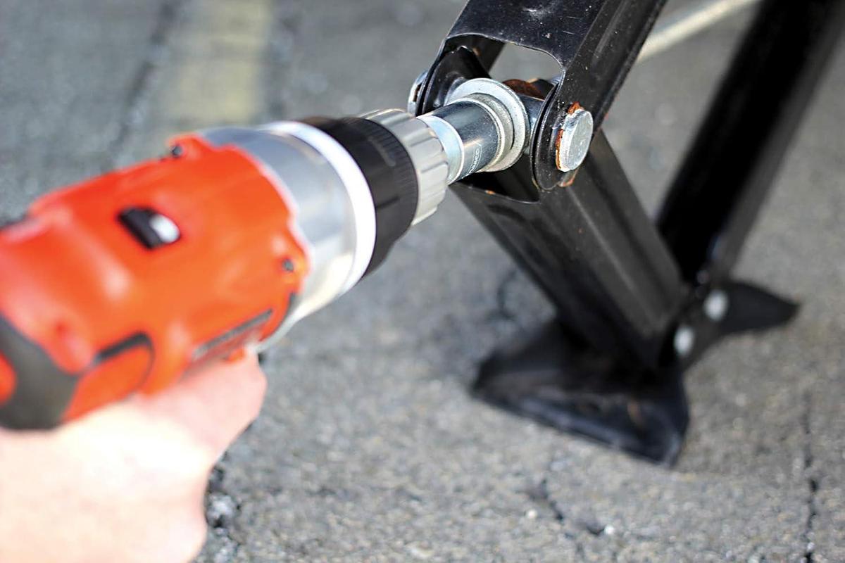 Camco RV Leveling Scissor Jack Socket Drill Adapter - Fits 3/8" and 1/2" Power Drills - Works With All 3/4" Hex Drive Jacks (57363)